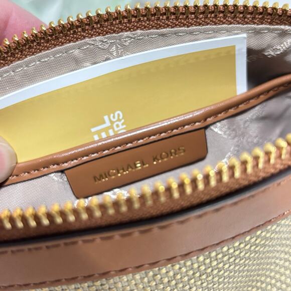 Michael Kors Talia wristlet purse wallet pale gold zipper pouch NEW canvas - Picture 4 of 10